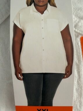 🌴Orvis Ladies' Short Sleeve Linen Blend Shirt Size XXL
